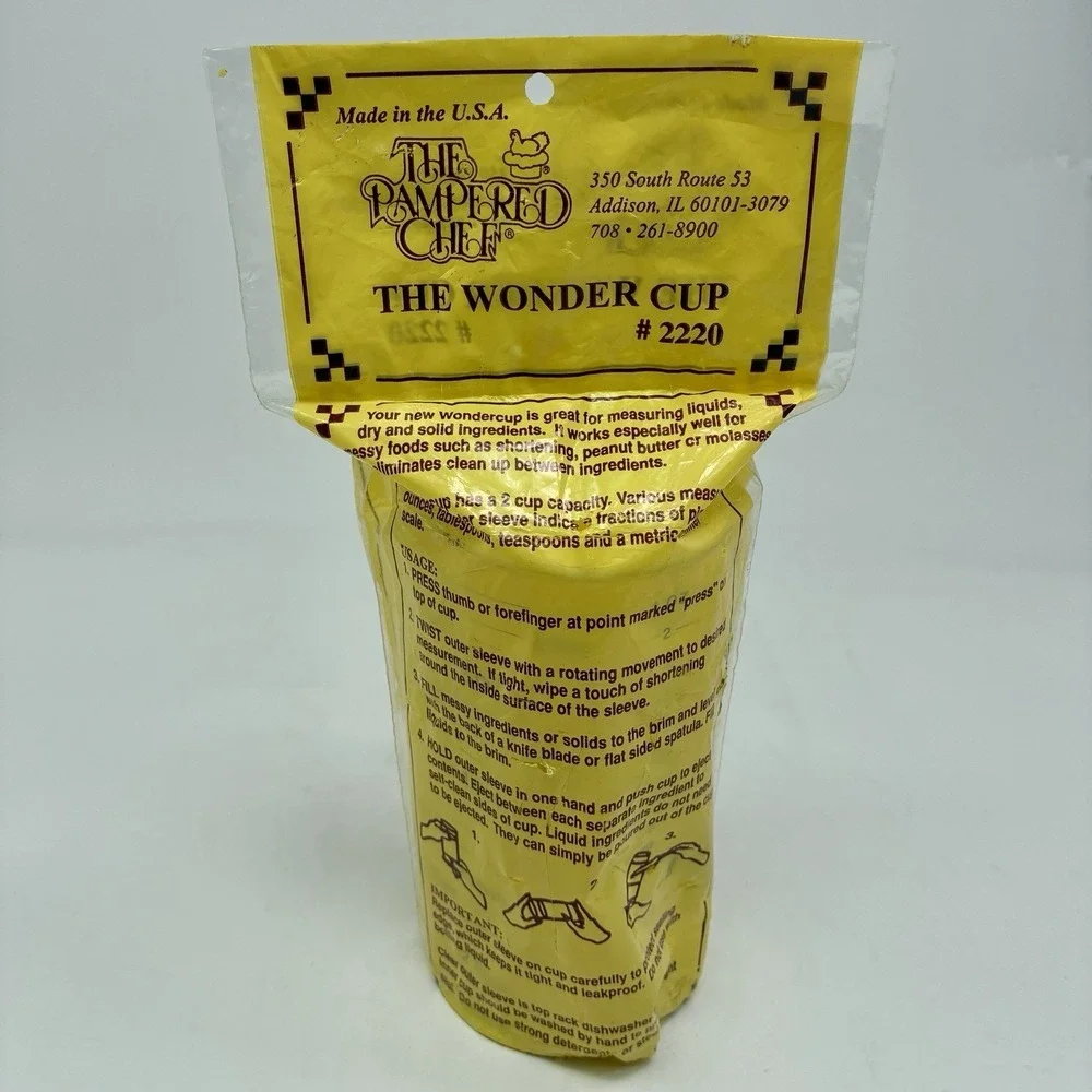 The Pampered Chef Wonder Cup Adjustable Measuring Cup Liquid & Solids #2220 New